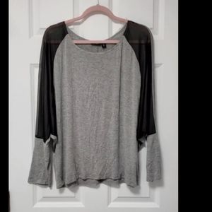 Grey top black mesh sleeves XL